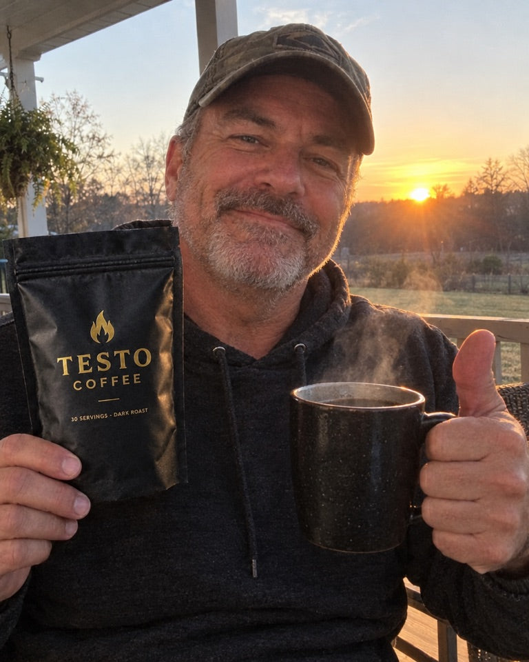 Customer holding Testo Coffee